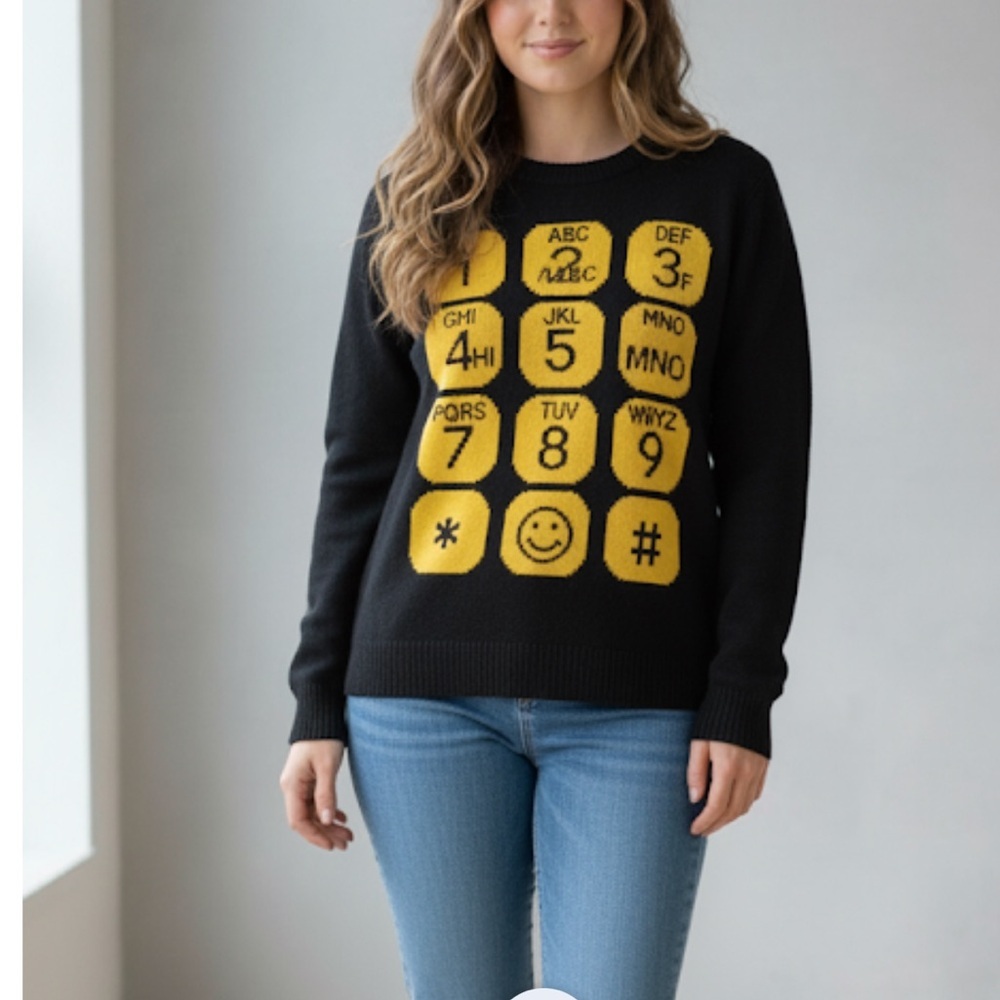 - NASTY GAL FESTIVAL‎ SWEATER LONG SLEEVE BLACK & YELLOW CREWNECK STRETCH